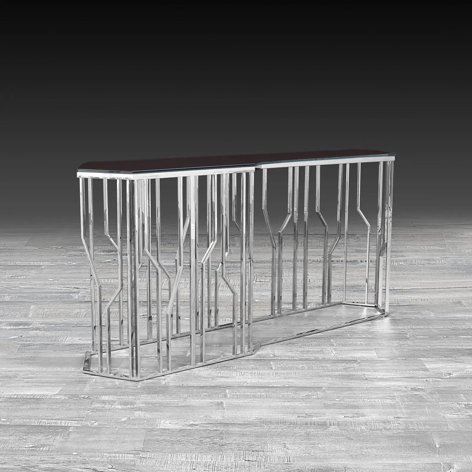 lorensia lg silver glass stylish console table