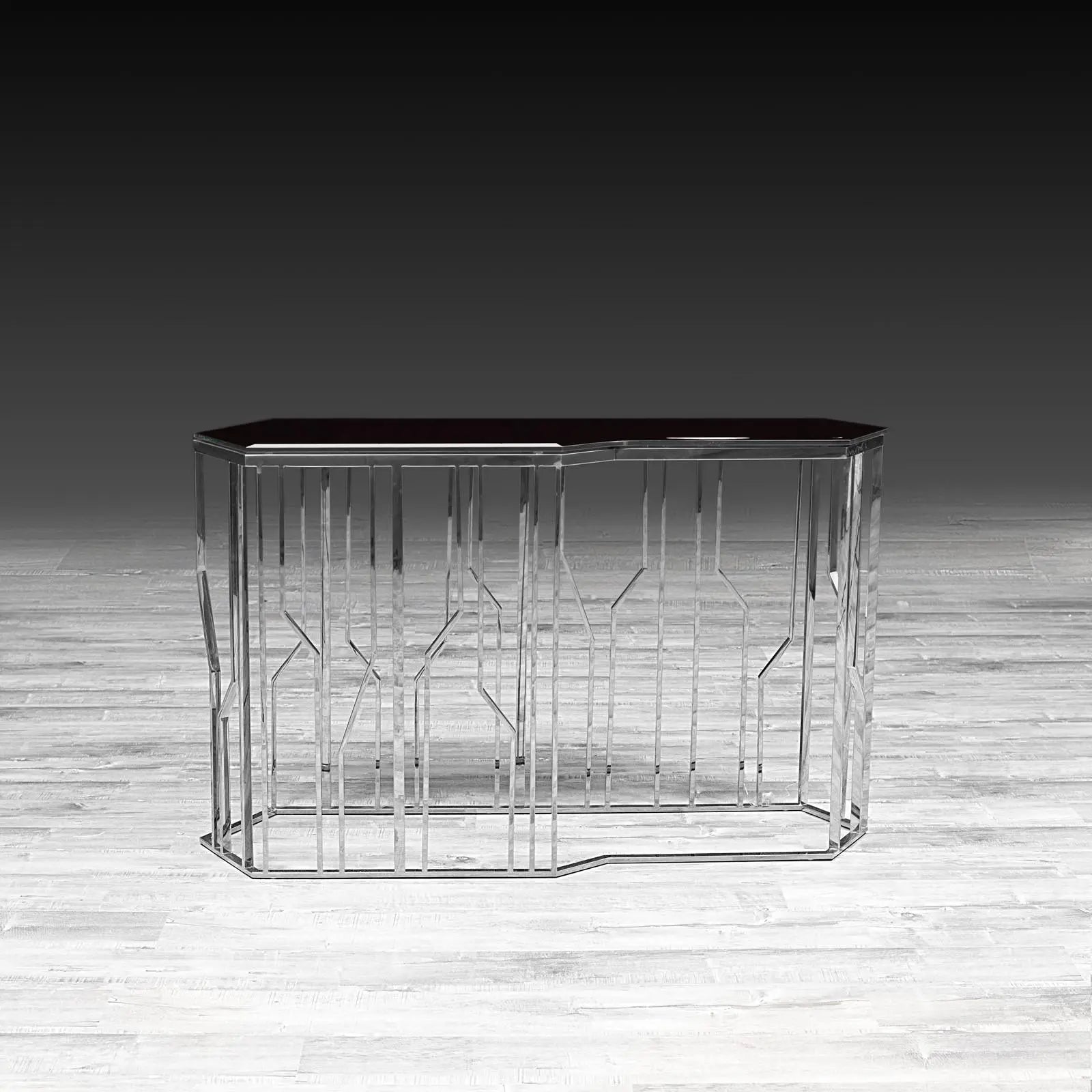 lorensia silver glass modern console table