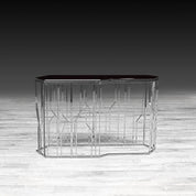 lorensia silver glass modern console table