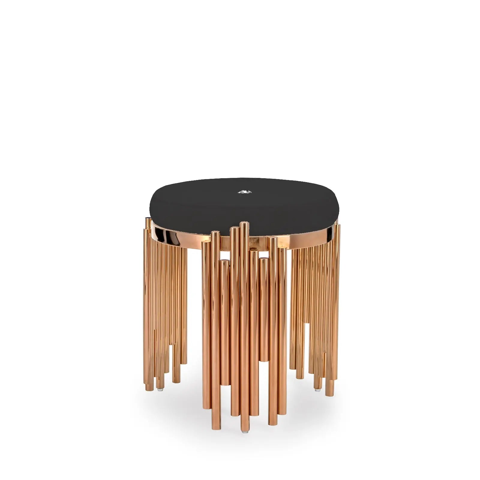 Mauris Rose Gold Black Accent Stool - AllaModa Furniture