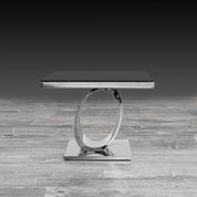 onyx glass silver modern end table