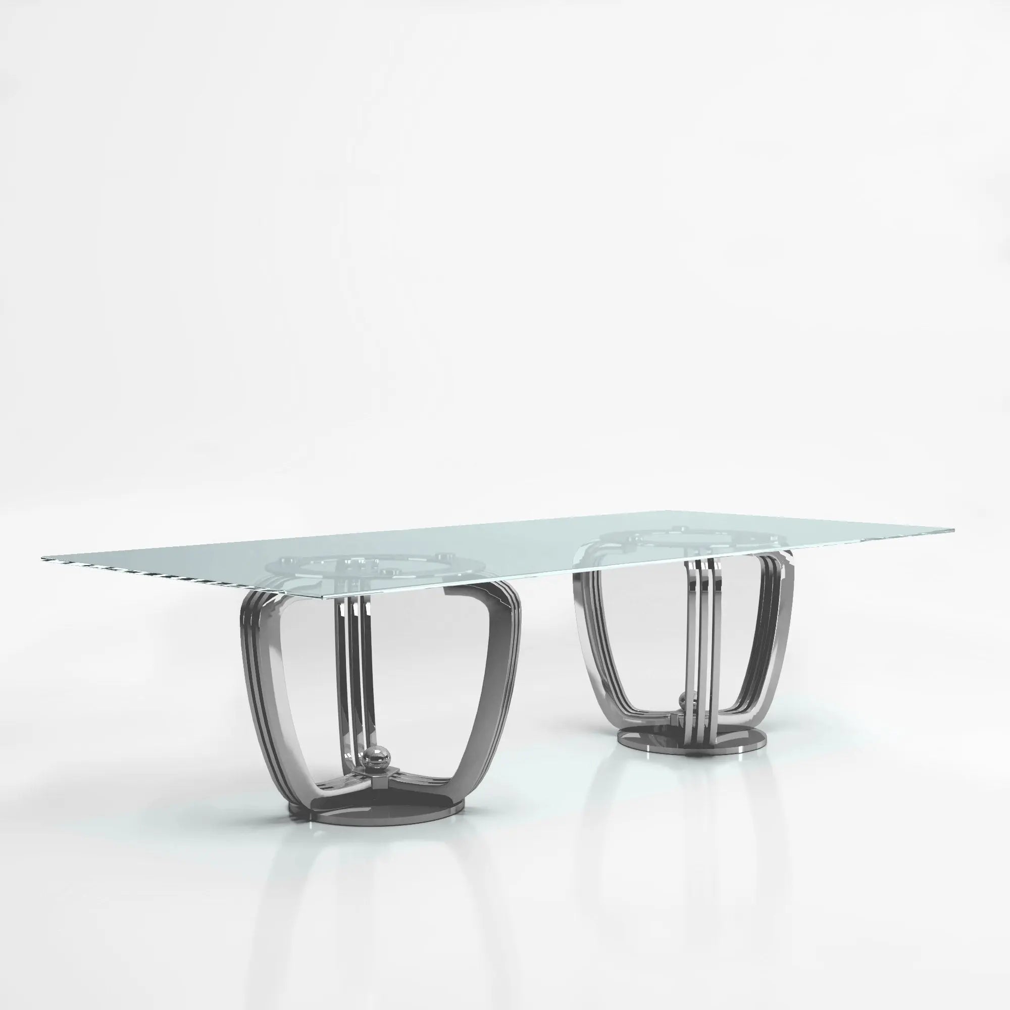 Rectangular Table Double Column Dining Table Rectangle Double Base | Regency - AllaModa Furniture