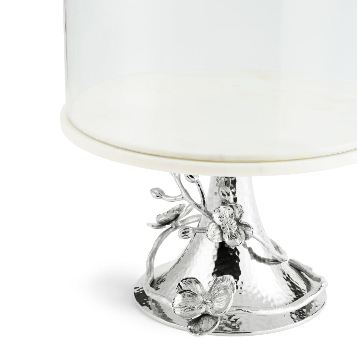 White Orchid Cake Stand With Dome