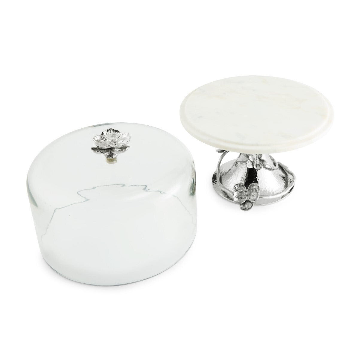 White Orchid Cake Stand With Dome