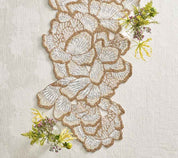 Botanica Table Runner in White, Gold, & Silver