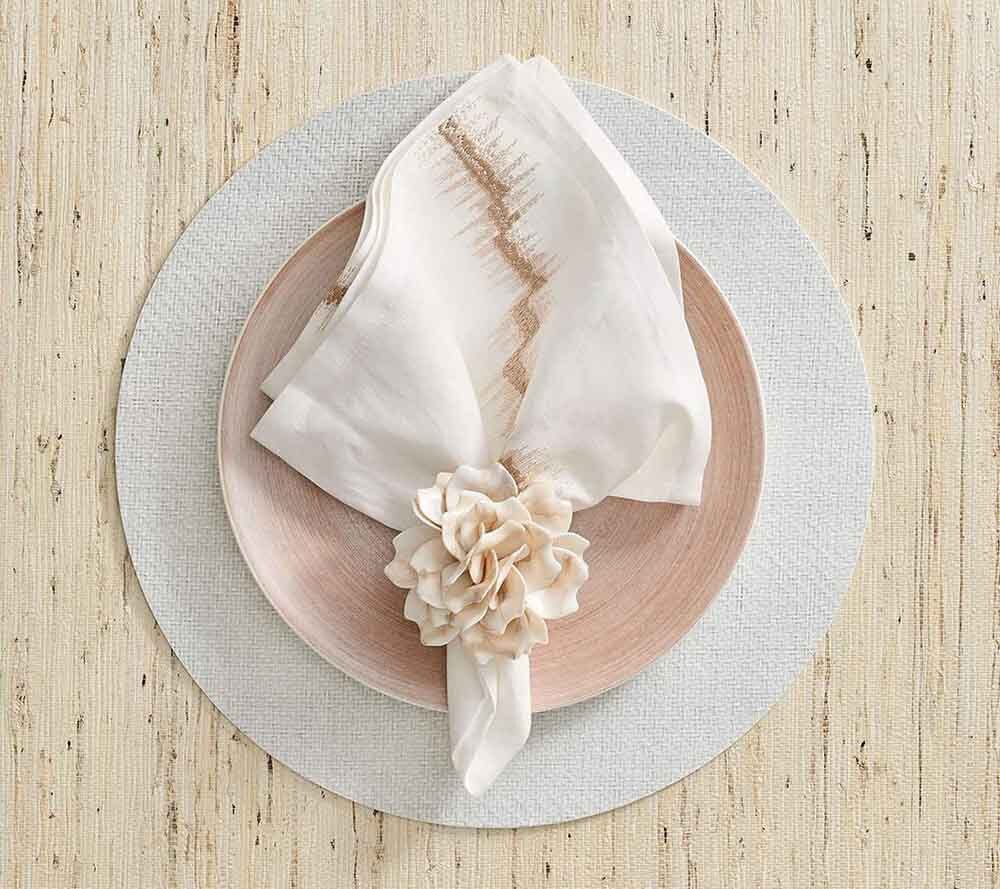 Dahlia Napkin Ring in Ivory, Set of 4