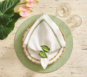 Fern Napkin Ring in Green & Gold, Set of 4 in a Gift Box