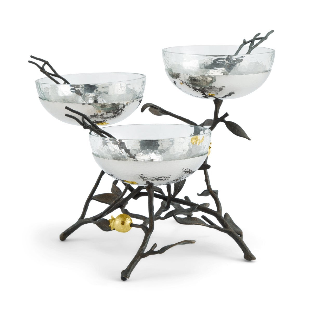 Pomegranate Triple Bowl Set With Spoons