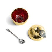 Apple Honey Pot w/ Spoon Nickelplate - Gold