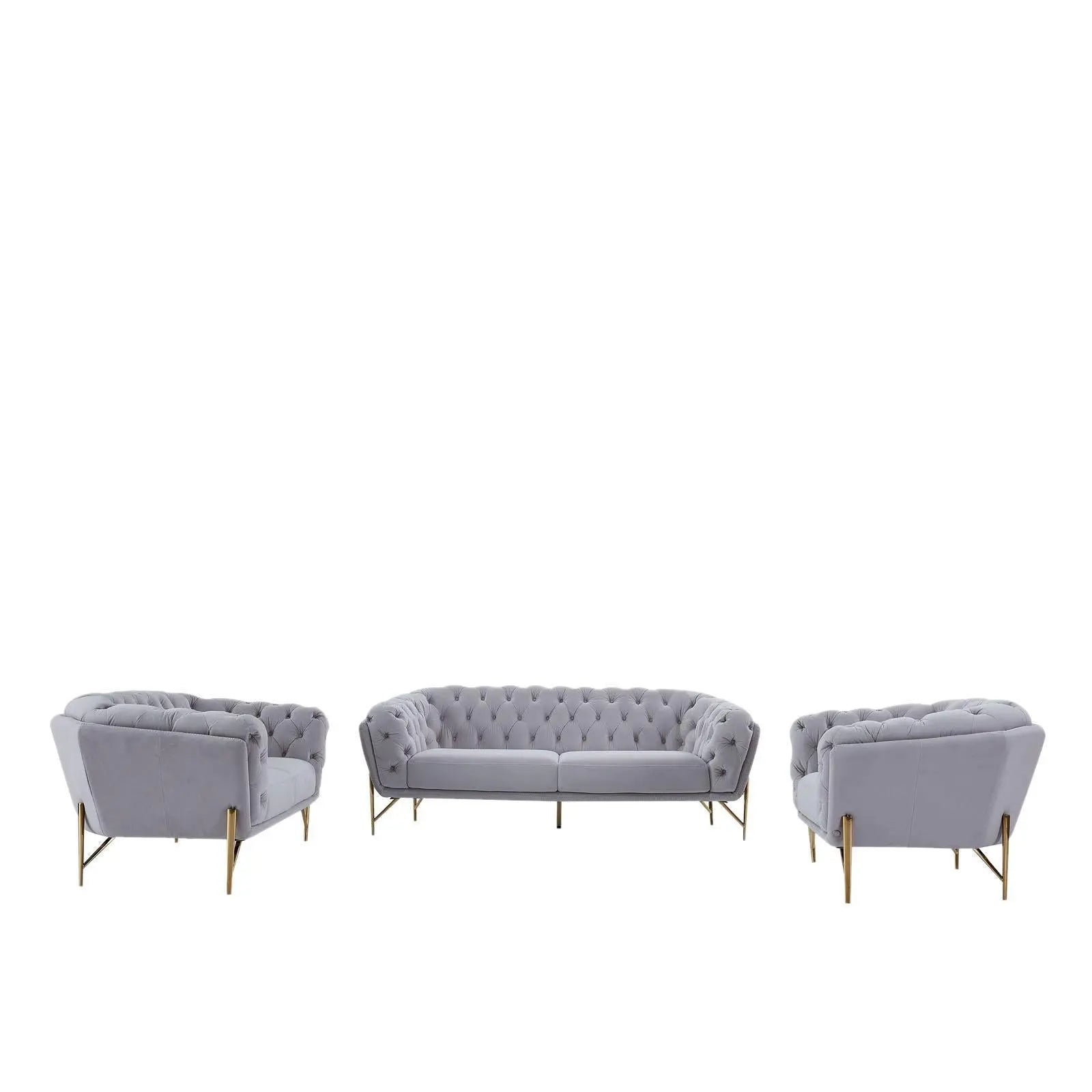 Sofa Set Sofia Gold Sofa Set | Light Gray AllaModa Furniture