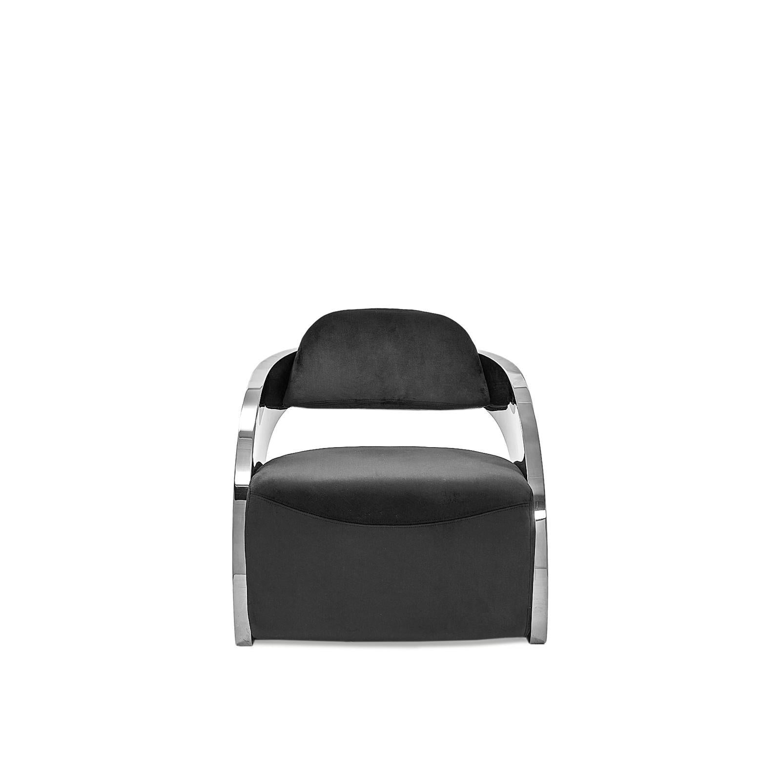 Zetta Silver Black Velvet Accent Chair
